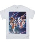 Camiseta personalizada para 4 mascotas 'Retrato Lazer de los años 80 (4 hembras)' 