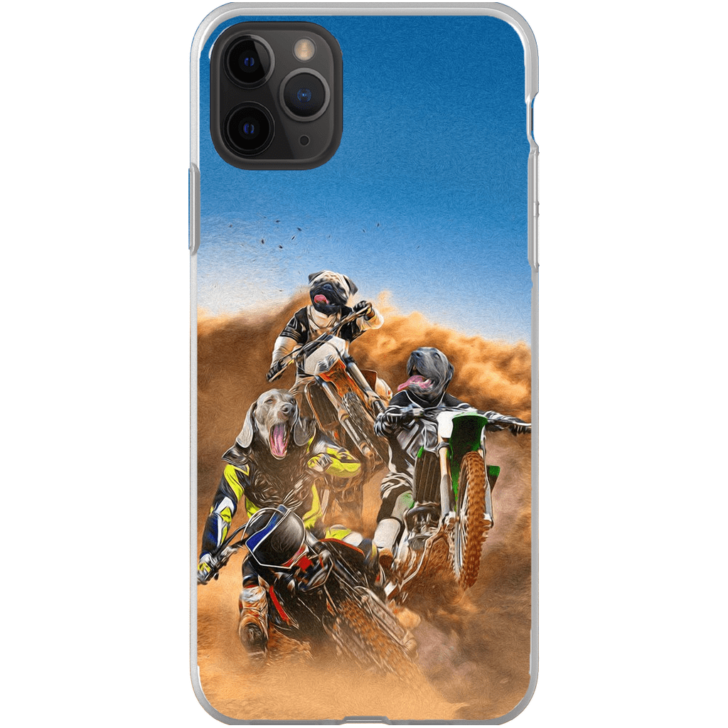 Funda personalizada para teléfono con 3 mascotas &#39;The Motocross Riders&#39;