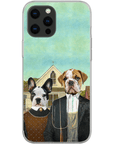 Funda personalizada para teléfono con 2 mascotas 'American Pawthic'