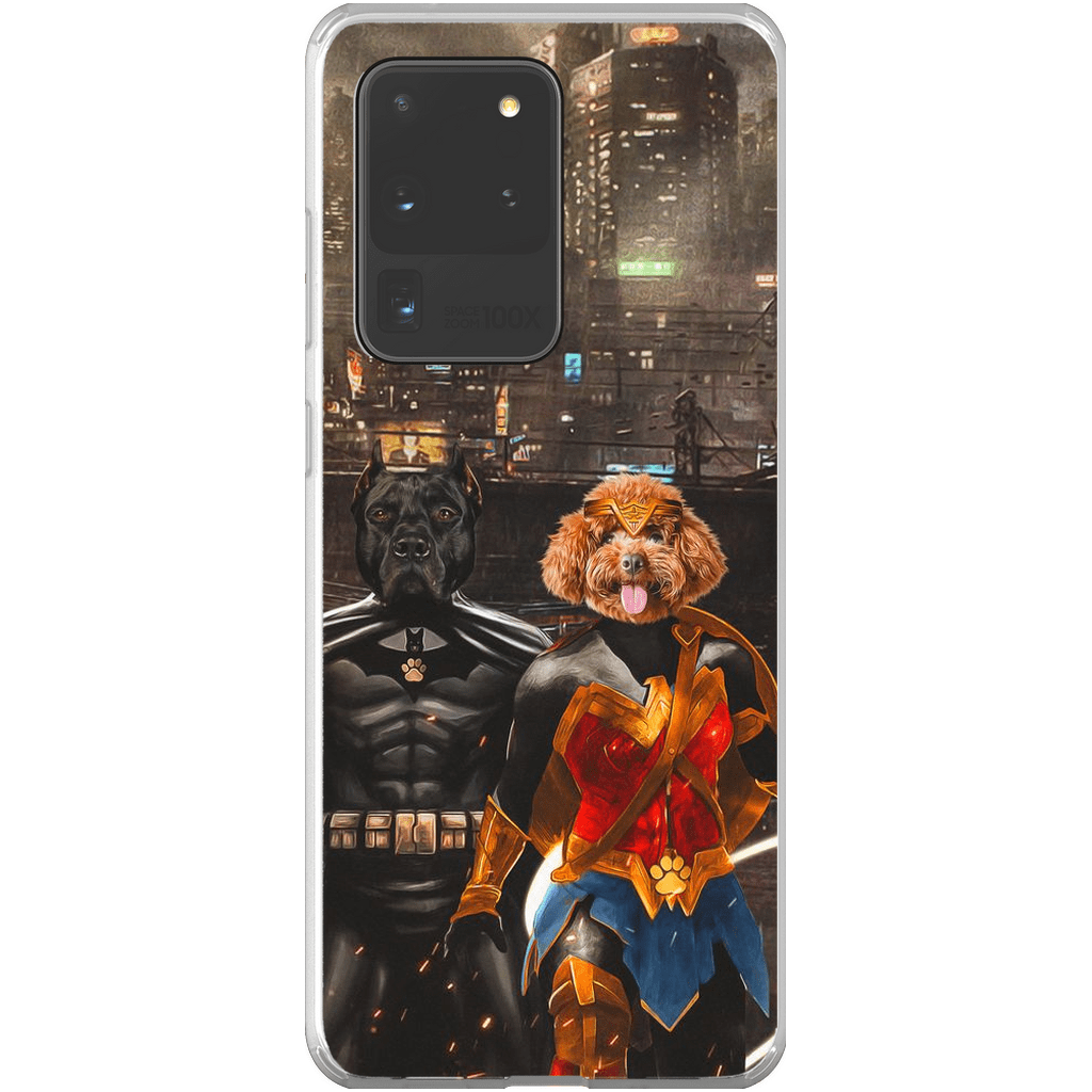 Funda personalizada para teléfono con 2 mascotas &#39;Batdog &amp;amp; Wonder Doggette&#39;