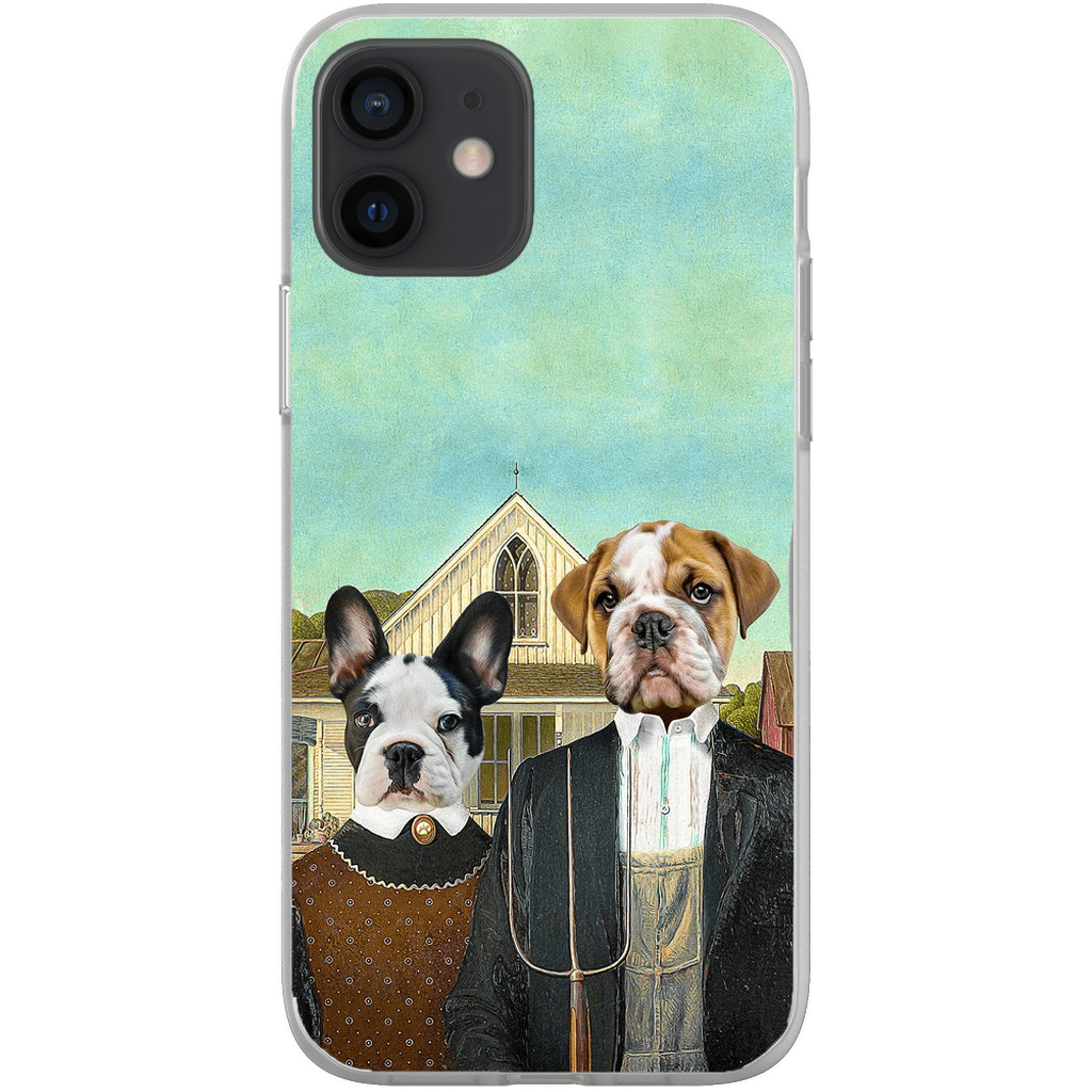 Funda personalizada para teléfono con 2 mascotas &#39;American Pawthic&#39;