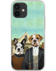 Funda personalizada para teléfono con 2 mascotas 'American Pawthic'