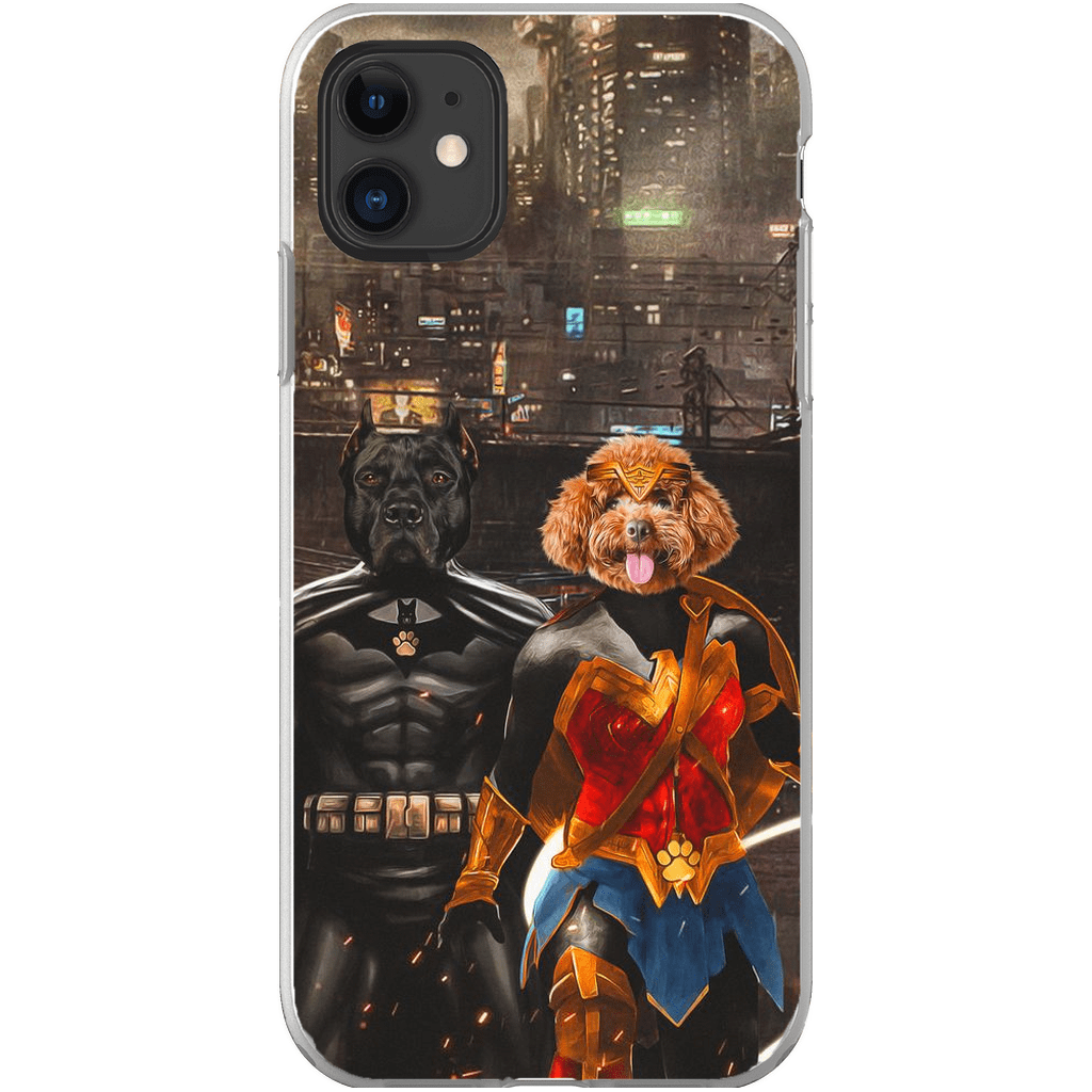 Funda personalizada para teléfono con 2 mascotas &#39;Batdog &amp;amp; Wonder Doggette&#39;