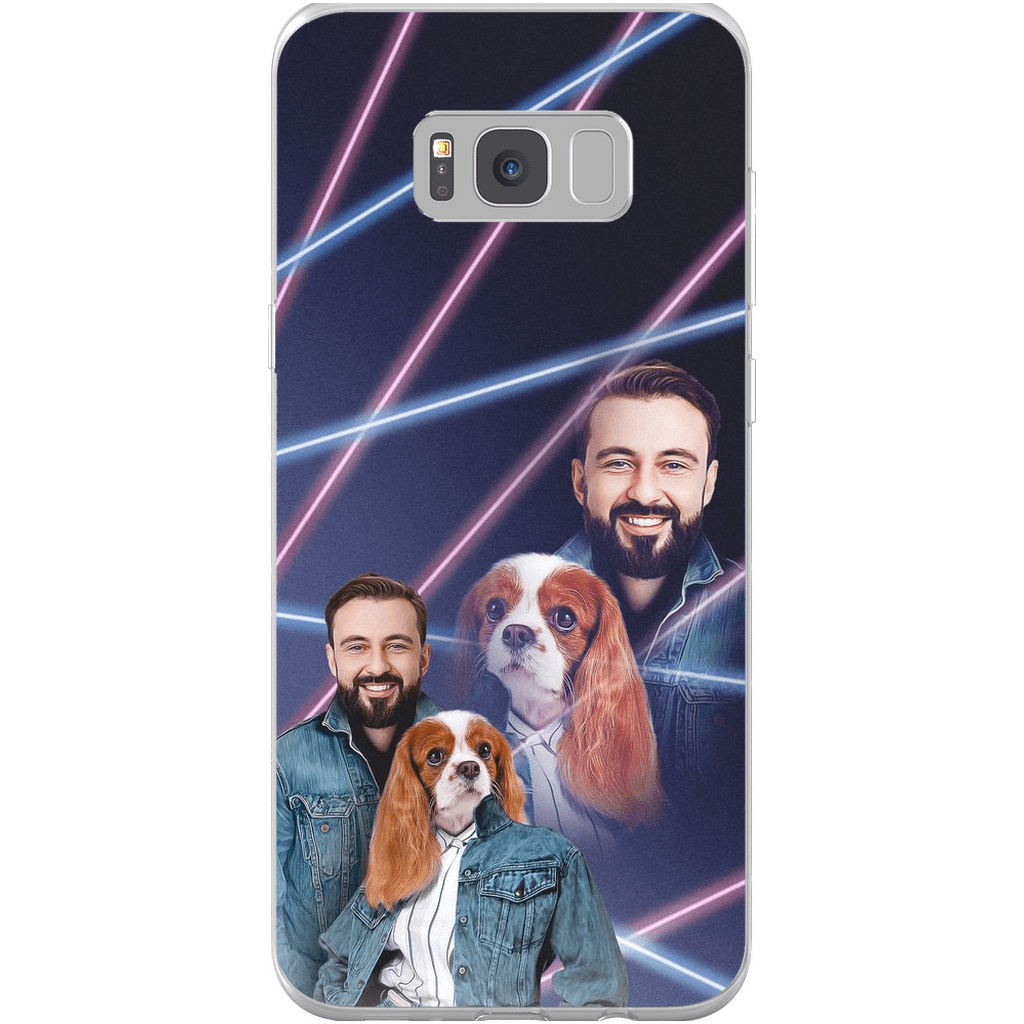 Funda para teléfono personalizada Lazer Portrait Pet (femenino)/humano (masculino) de los años 80