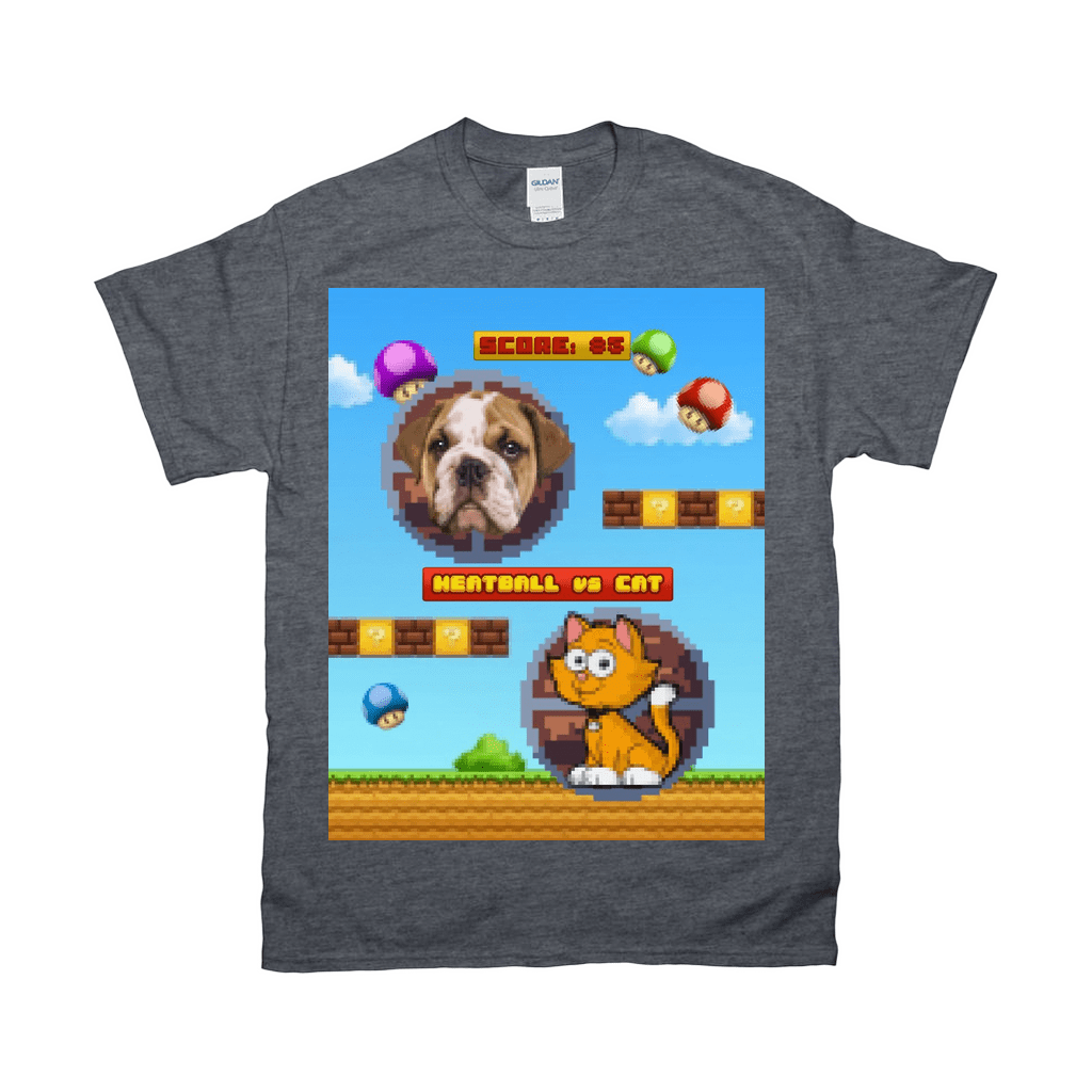 Camiseta personalizada para mascotas con videojuego retro