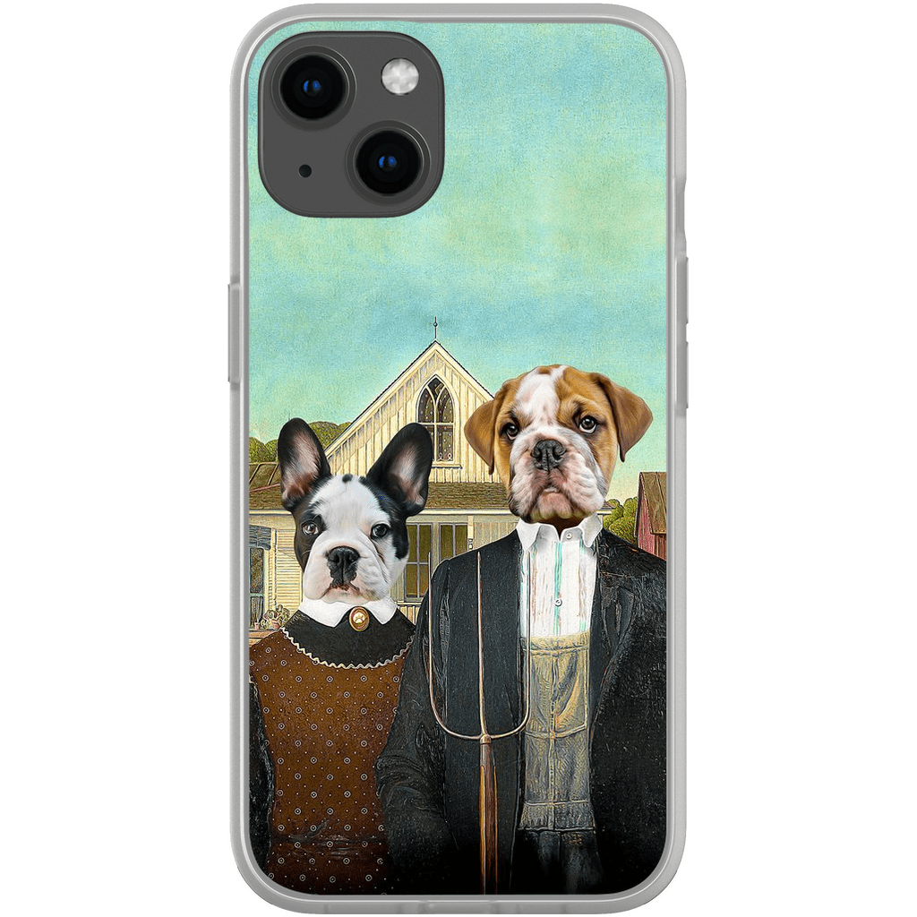 Funda personalizada para teléfono con 2 mascotas &#39;American Pawthic&#39;