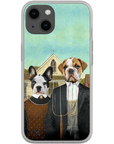 Funda personalizada para teléfono con 2 mascotas 'American Pawthic'