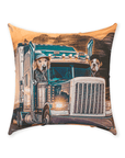 'The Truckers' Personalized 2 Pet Throw Pillow