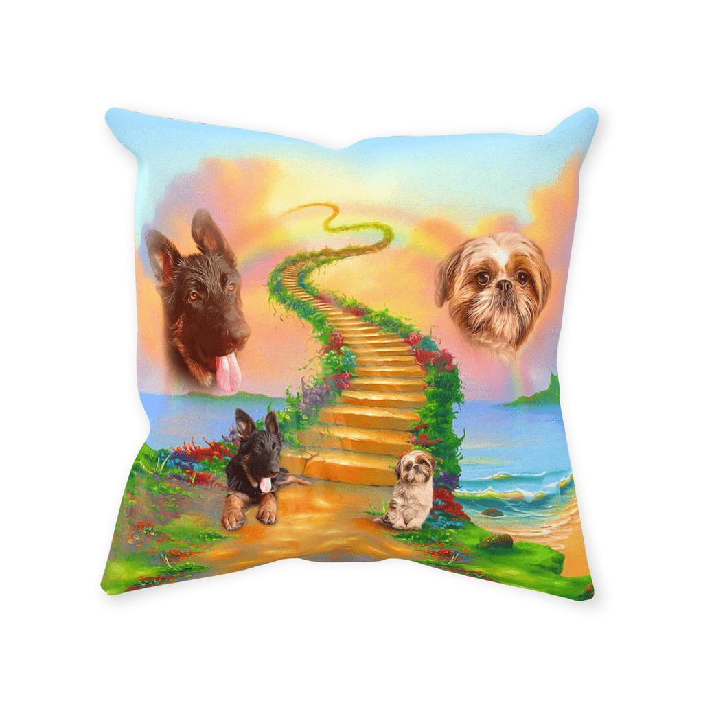 Cojín personalizado para 2 mascotas &#39;The Rainbow Bridge 2 Pet&#39;