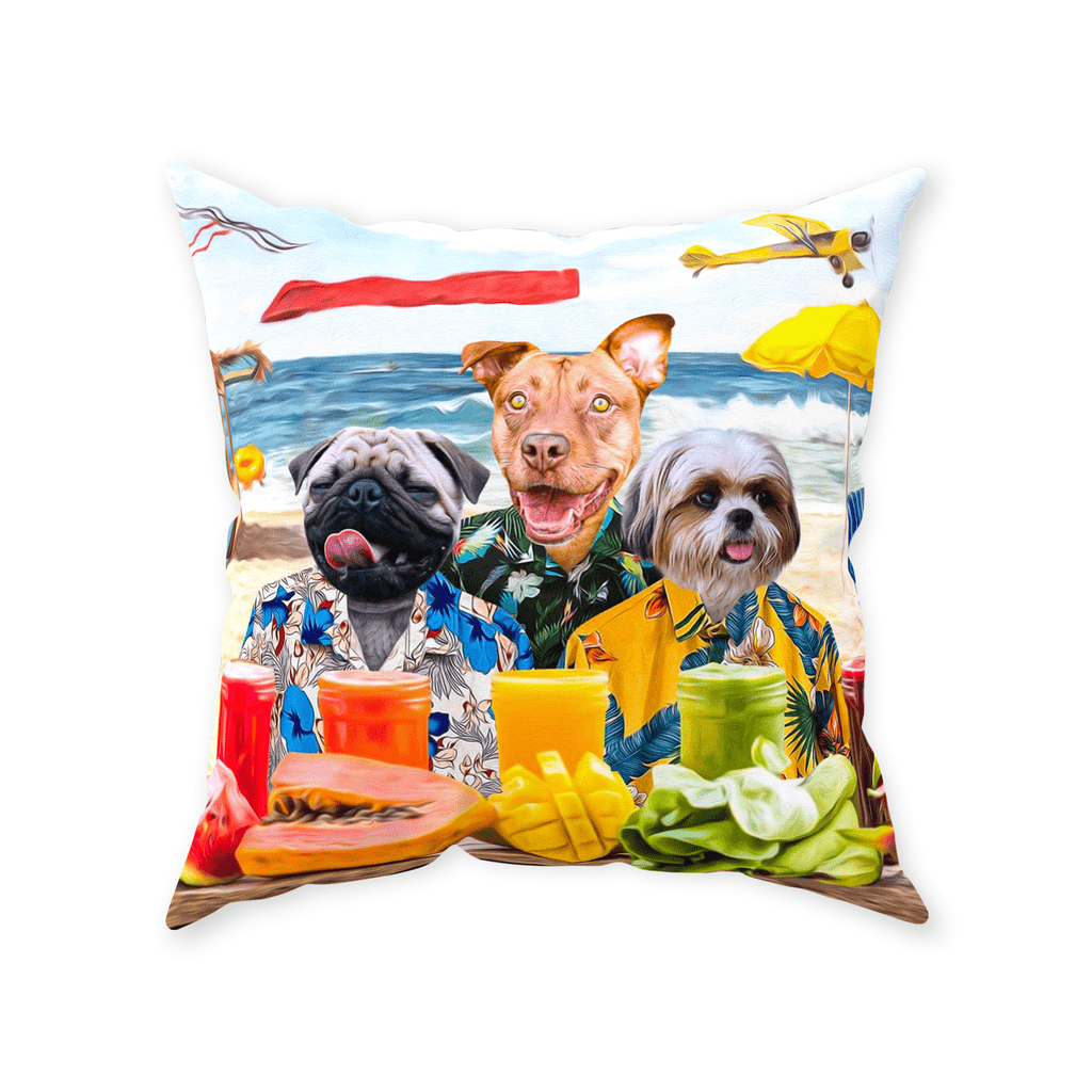 Cojín personalizado para 3 mascotas &#39;The Beach Dogs&#39;