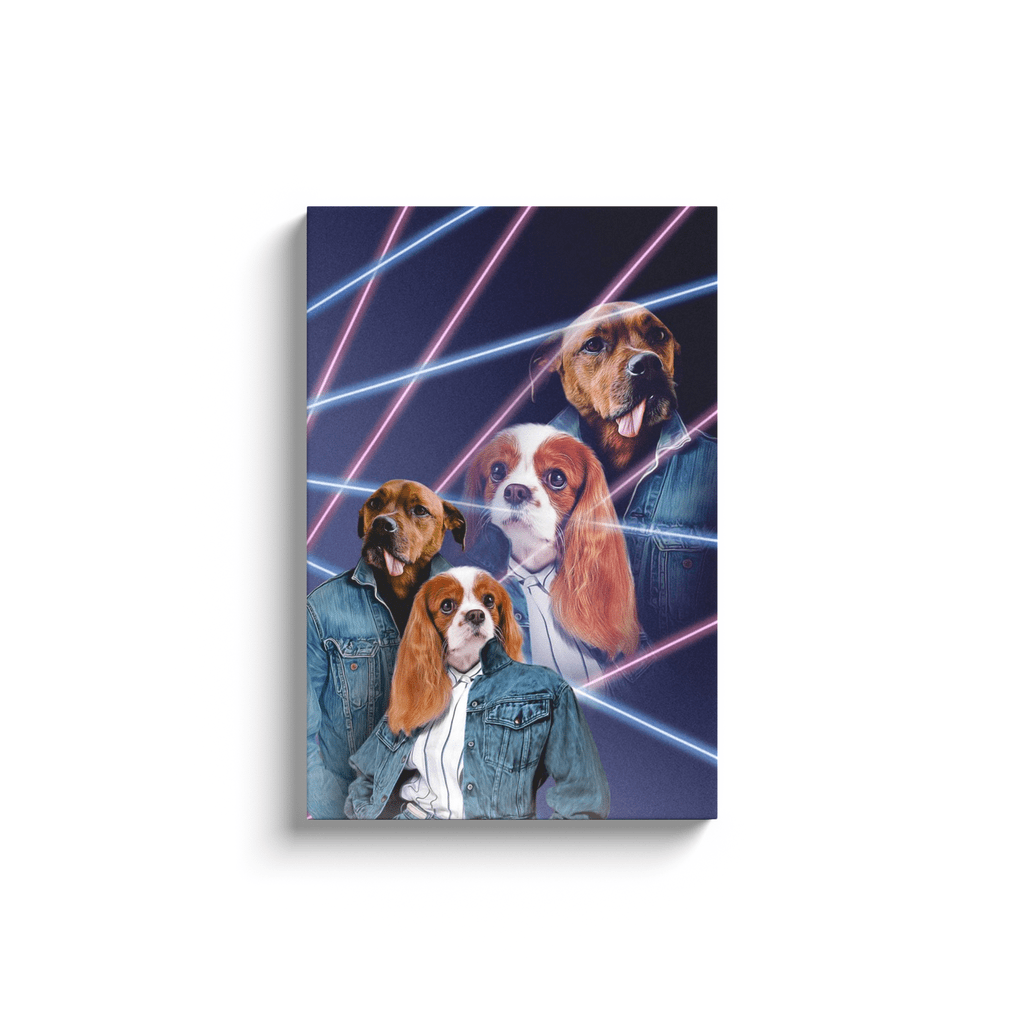 Lienzo personalizado para 2 mascotas &#39;1980s Lazer Portrait&#39;