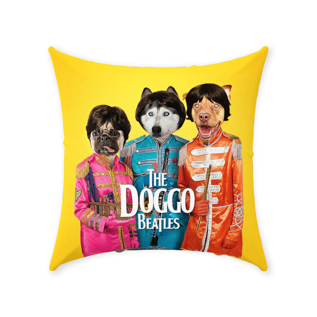 Cojín personalizado con 3 mascotas &#39;The Doggo Beatles&#39;