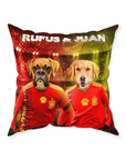 'Spain Doggos Soccer' Personalized 2 Pet Throw Pillow