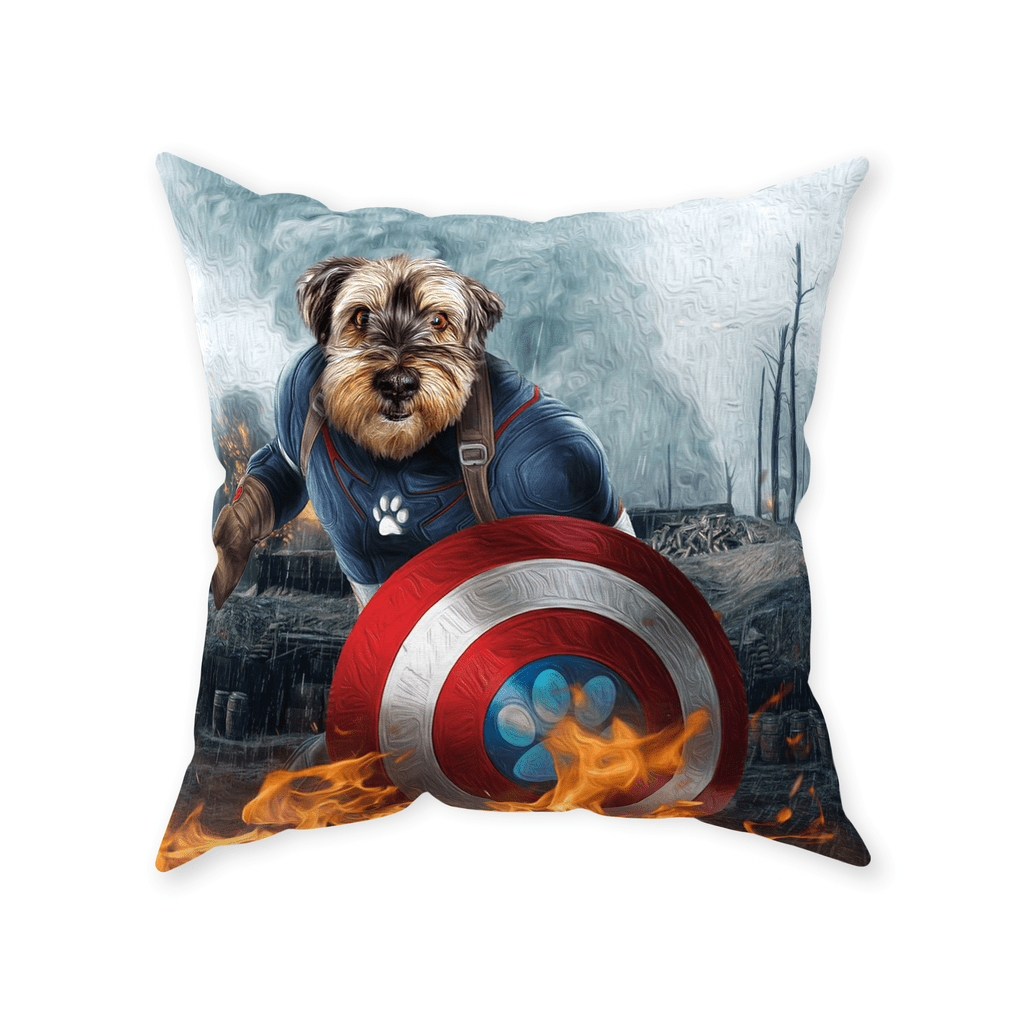 Cojín para mascotas personalizado &#39;Capitán Doggmerica&#39;