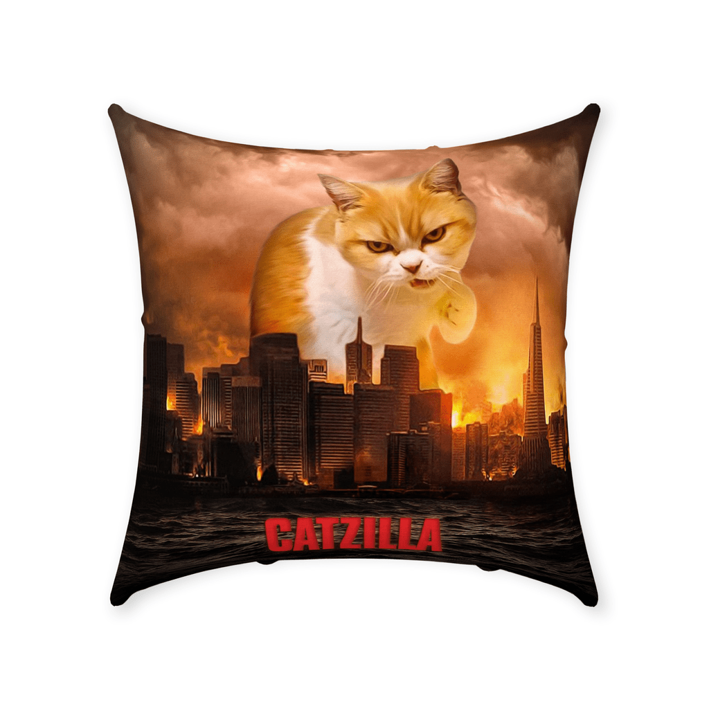 Cojín personalizado para mascotas &#39;Catzilla&#39;