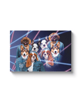 '1980s Lazer Portrait (4 Females)' Personalized 4 Pet Canvas