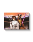 'Princess Leidown & Jedi-Doggo' Personalized 2 Pet Canvas