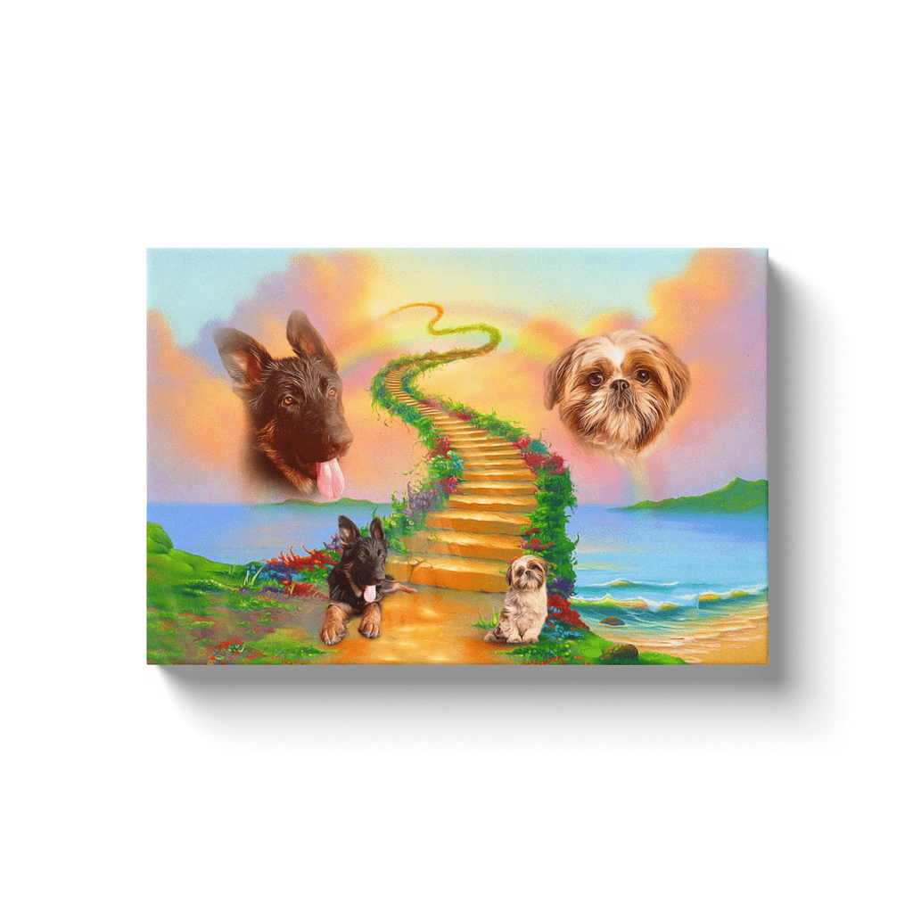 Lienzo personalizado para 2 mascotas &#39;The Rainbow Bridge 2 Pet&#39;