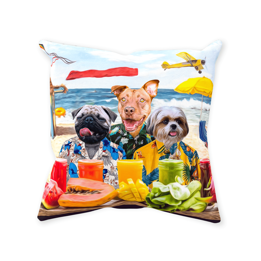 Cojín personalizado para 3 mascotas &#39;The Beach Dogs&#39;