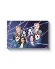 '1980s Lazer Portrait 2 Pet & Humans(Females)' Personalized Canvas