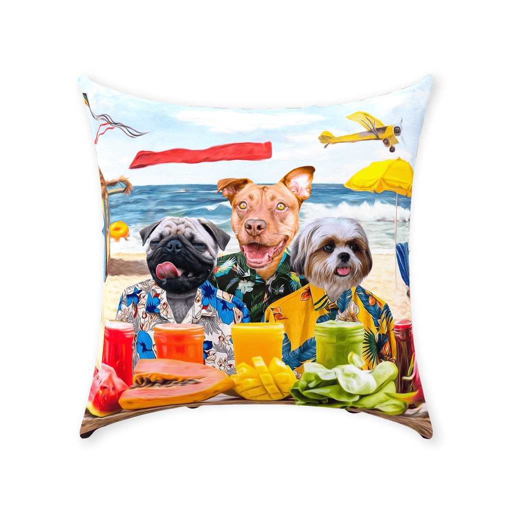 Cojín personalizado para 3 mascotas &#39;The Beach Dogs&#39;