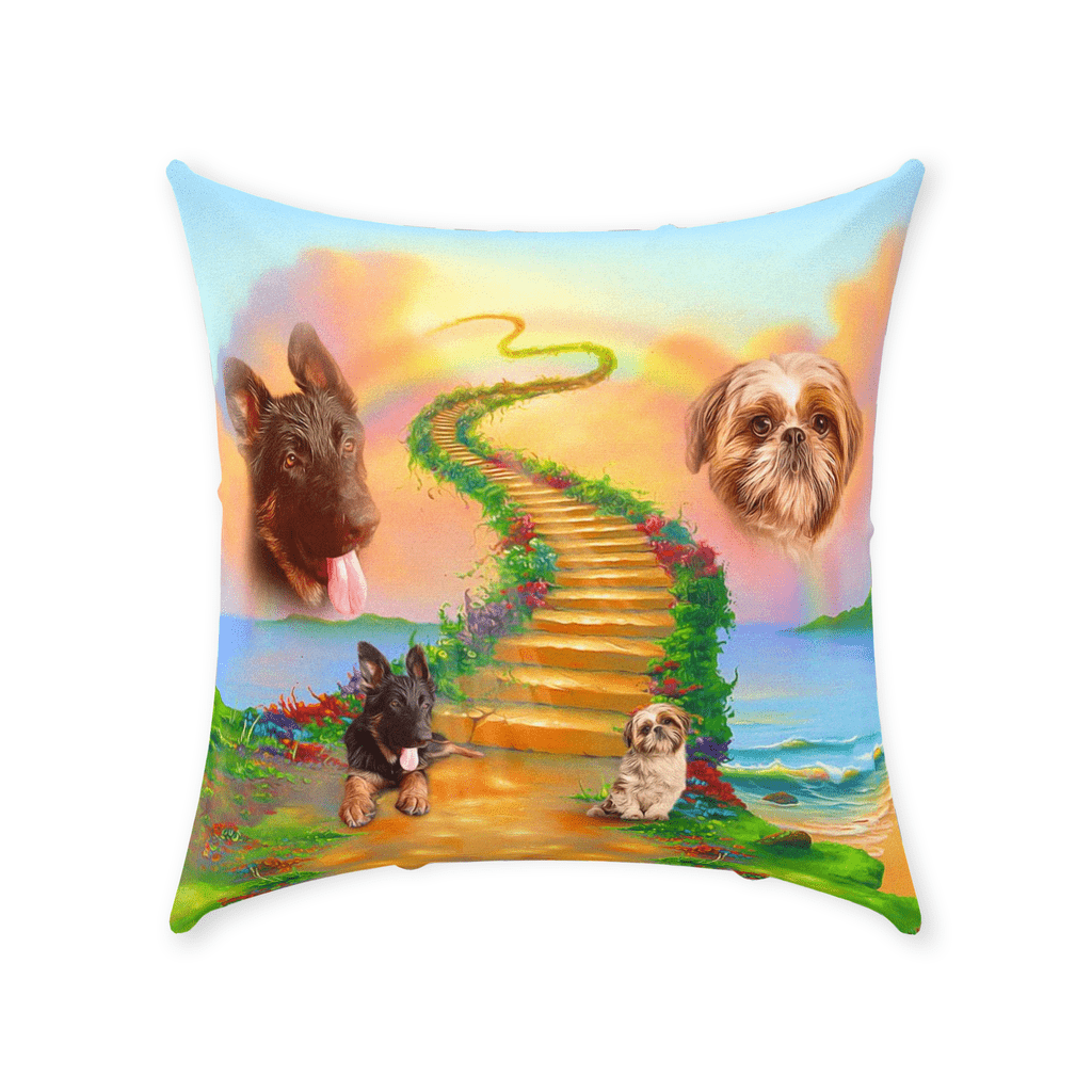 Cojín personalizado para 2 mascotas &#39;The Rainbow Bridge 2 Pet&#39;