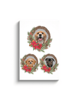 3 Pet Personalized Christmas Wreath Canvas